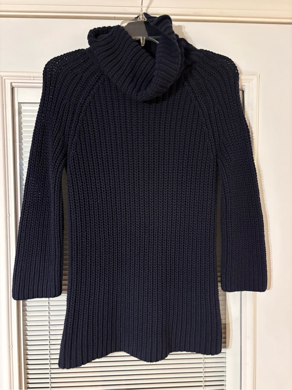 LOFT Navy Chunky Cowl Neck Sweater